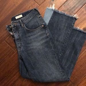 Pilcro Distressed Two Tone Raw Fringe Jeans